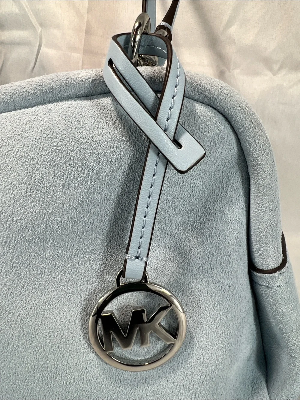 Michael Kors Cecily Medium Pale Ocean Suede Shoulder Bag & Wallet Set EUC